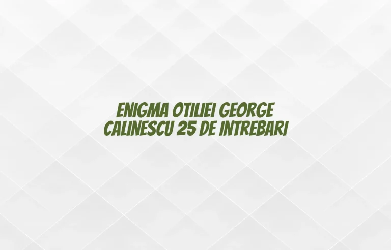 enigma otiliei george calinescu 25 de intrebari