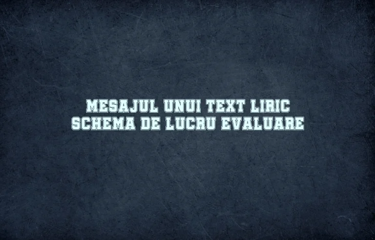 mesajul unui text liric schema de lucru evaluare